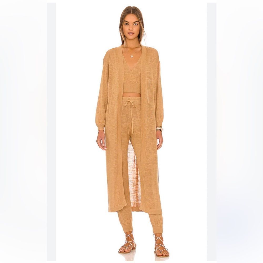 LSpace Azores Duster in Toffee Tan brown cardigan tie knit Revolve M/L $198